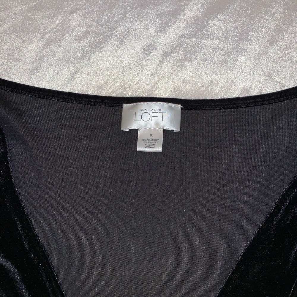 Ann Taylor Loft black velvet 3/4 sleeve top. - Picture 3 of 5